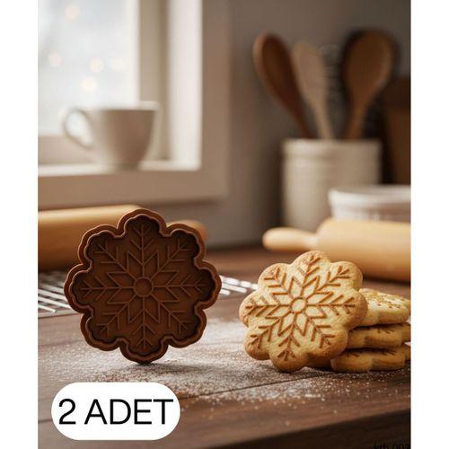 2Li Kar Tanesi Kurabiye Kalıbı Çift Parça Hamur Kesici, Şeker Hamuru ve Oyun Hamuru İçin