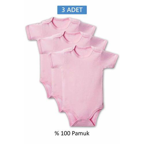 Pembe Yarım Kol Body Zıbın 7-12 YAŞ Çocuklar İçin (3 ADET) Alttan Çıtçıtlı Özel Gereksinimli