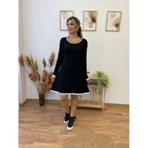 Pilelistore Kadın Uzun Kollu Derin Yuvarlak Yakalı Kısa Viskon Iki Iplik Elbise