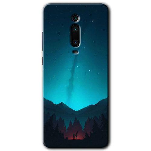 MRCİLETİSİM Xiaomi Mi 9T Kılıf Kapak - Night Fores Mount +Hayalet Ekran Yandan Gözükmez