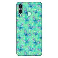 Samsung Galaxy M40 Kılıf Kelebek Etkisi (10) Full Koruma Kılıfı Fuşya Yeşil
