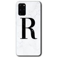 Potkal Hediye Fabrikası Samsung Galaxy S20 Plus Kılıf HD Desen Baskılı Arka Kapak - Beyaz Mermer Desenli R Harfi