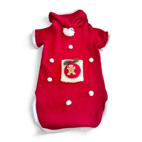 GingerBread Man Yılbaşı Köpek Kıyafeti | Noel Baba Kapüşonlu Polar Sweatshirt | Orta ve Büyük Irklar İçin