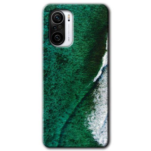 MRCİLETİSİM Xiaomi Redmi K40 Pro Kılıf HD Desen Baskılı Arka Kapak + Temperli Cam - Yeşil Okyanus