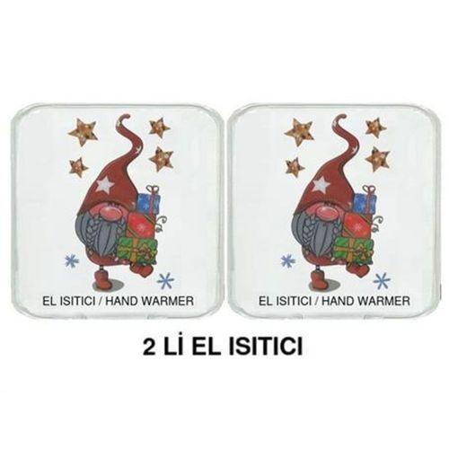 2 Adet Yıldızlı Noel Cücesi Cep Sobası,El Isıtıcı,Sıcak Su Torbası Pvc  10X9,5Cm