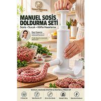 Pratik Manuel Sosis Doldurma Makinesi Ev Tipi Sucuk Yapma Aparatı ve Köfte Şekillendirici Pres Seti 723747