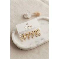 Kalp Zirkon Taşlı Gold Renk Pirinç Set Küpe