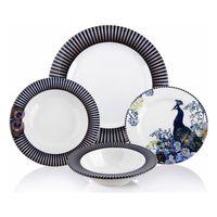 Zücev VALERY-0024-5 Tavus Kuşu Desen 24 Parça Yemek Takımı