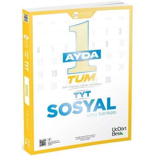 1 Ayda Tüm TYT Sosyal Soru Bankası ÜçDörtBeş Yayınları