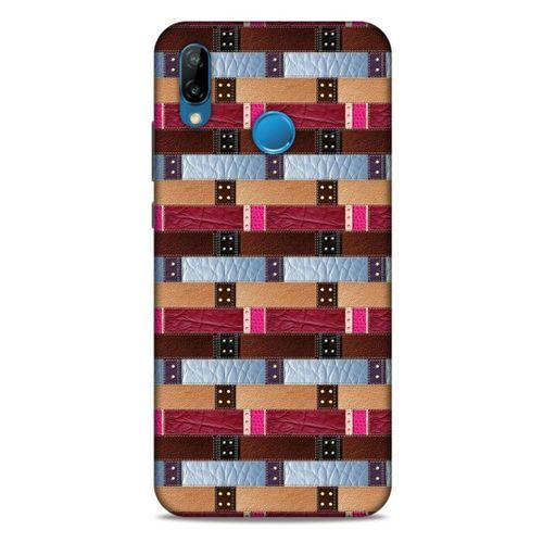 Huawei P20 Lite Kılıf Patchwork (45) Liquid Air Kılıf Bordo Gri