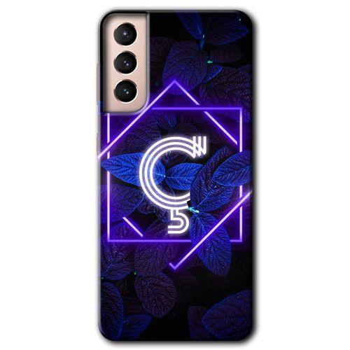 Galaxy S21 Plus Kılıf HD Desen Baskılı Arka Kapak - Dark Neon Yaprak Ç Harfi + Kırılmaz Cam