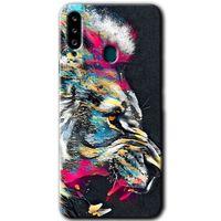 MRCİLETİSİM Samsung Galaxy A20s Kılıf HD Desen Baskılı Arka Kapak + Temperli Cam - Colorfull Aslan