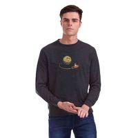 Astronaut Stay On Moon Rockect Uzay Baskılı Füme Antrasit Erkek Sweatshirt