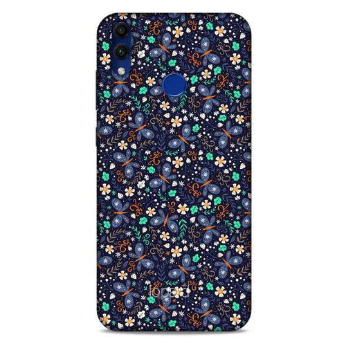 Huawei Honor 8C Kılıf Kelebek Etkisi (8) Baskılı Kılıf Turkuaz Beyaz