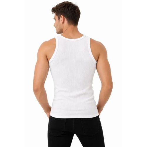 Erkek Fitilli Likralı Kaşkorse Atlet Vücuda Oturan Basic Şıklık - Beyaz