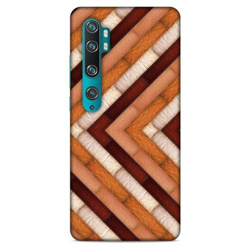 Xiaomi Mi Note 10 Pro Kılıf Patchwork (40) Fit Silikon Kılıf Kahverengi Beyaz