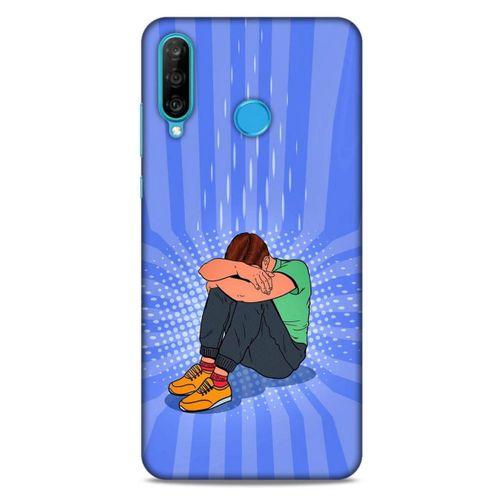 Huawei P30 Lite Kılıf Depresyon (32) Soft Silikon Kılıf Turuncu Kahve