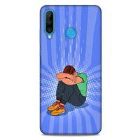 Huawei P30 Lite Kılıf Depresyon (32) Soft Silikon Kılıf Turuncu Kahve