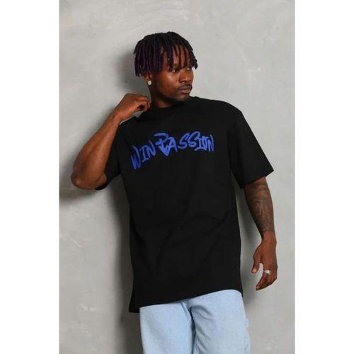 Erkek Baskılı T-Shirt Kısa Kol Bisiklet Yaka Regular Fit Rahat Kalıp Günlük Tişört - Siyah