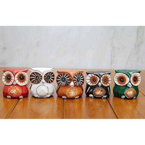 Ahşap 5'li Baykuş Seti Model 3