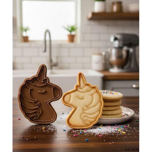 Sevimli Unicorn Kurabiye Kalıbı – Tek Boynuzlu At Figürlü, Çift Parça Hamur Kesici, Şeker Hamuru ve Oyun Hamuru İçin