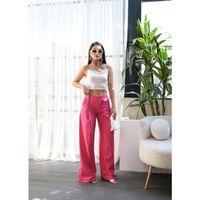 Keten Düğme Detayli Dökümlü Palazzo Pantolon