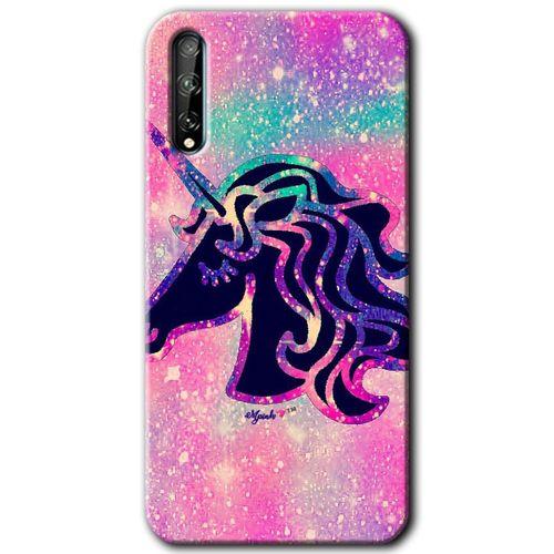 MRCİLETİSİM Huawei P Smart S Kılıf Baskılı Kapak - Unicorn Kristal +Tam Kaplayan Mat Seramik