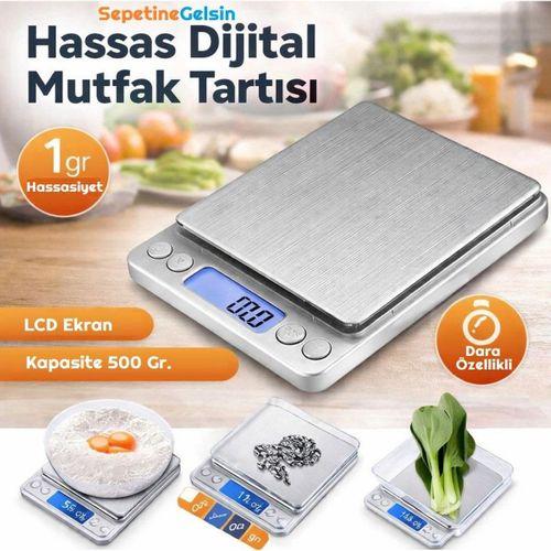 Sepetinegelsin Dijital Hassas Terazi 500 Gr/0.1 Gr. Tartı I-500 Gri