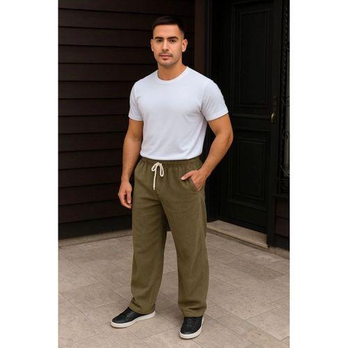 Erkek Fitilli Kadife Cepli Buggy Pantolon Oversize Rahat Kalıp - Haki