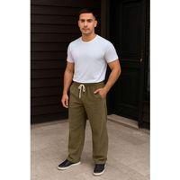 Erkek Fitilli Kadife Cepli Buggy Pantolon Oversize Rahat Kalıp - Haki