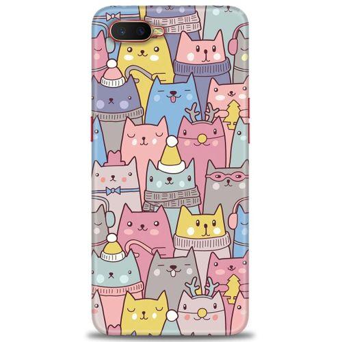 Oppo RX17 Neo Kılıf HD Baskılı Kılıf - Kediler + Tam Ekran Koruyucu