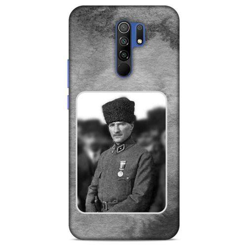 Xiaomi Redmi 9 Kılıf Atatürk (38) Neo Hybrid Kılıf Antrasit Taş