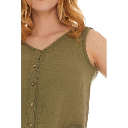 Haki Kolsuz Müslin Bluz