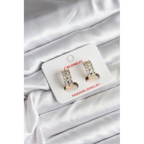 14K Gold Renk Kaplama Zirkon Taşlı CM Kadın Küpe