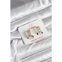 14K Gold Renk Kaplama Zirkon Taşlı CM Kadın Küpe