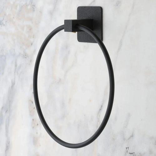 Kendiliğinden Yapışkanlı Siyah Paslanmaz Metal Yuvarlak Havluluk