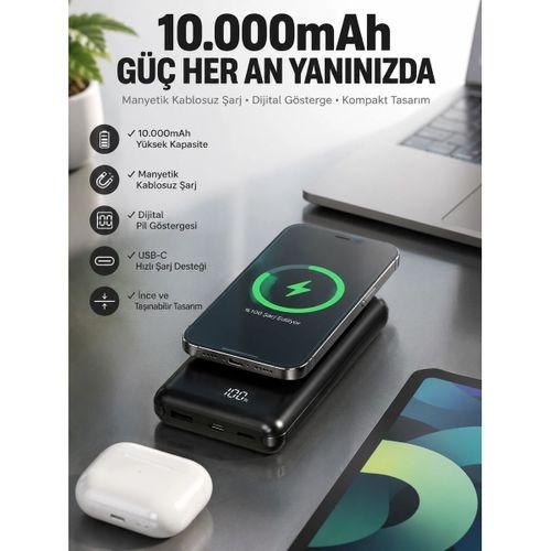 10 000 Mah Powerbank 4 Portlu Hızlı Şarj Dijital Göstergeli