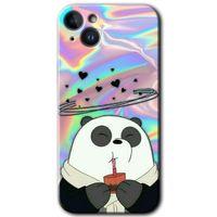 Potkal Hediye Fabrikası iPhone 14 HD Baskılı Kılıf + 9D Tam Ekran Koruyucu - Milkshake Panda