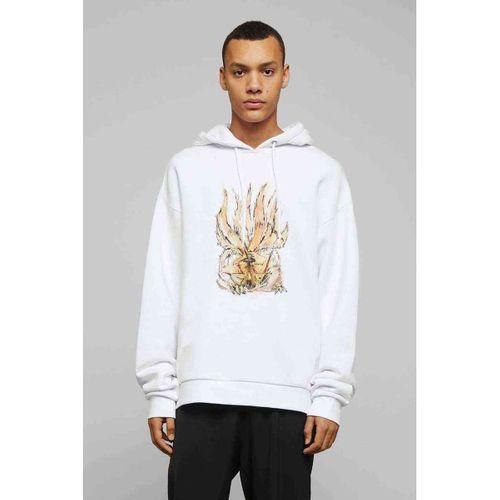 Anime Naruto Itachi Baskılı Beyaz Erkek Kapşonlu Sweatshirt