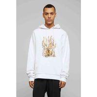 Anime Naruto Itachi Baskılı Beyaz Erkek Kapşonlu Sweatshirt