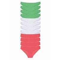 12 adet Süper Eko Set Likralı Kadın Slip Külot Yeşil Beyaz Fuşya