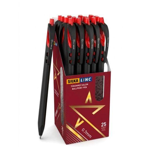 Silka Basmalı Tükenmez Kalem 0,7Mm Kırmızı - 6 adet