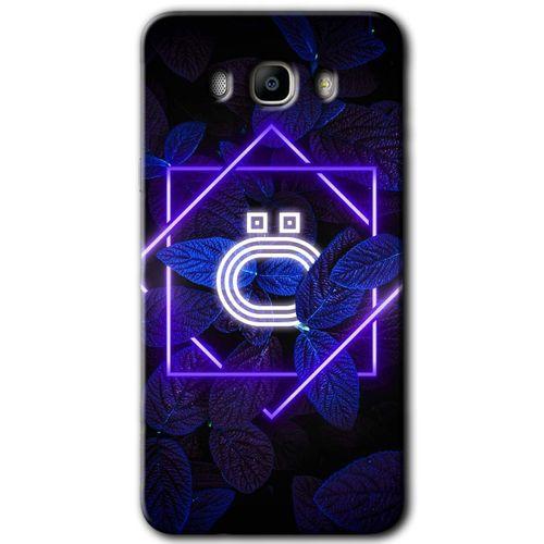 MRCİLETİSİM MRCİLETİSİM Samsung Galaxy J7 2016 Kılıf HD Desen Baskılı Arka Kapak + Temperli Cam - Dark Neon Yaprak Ö Harfi