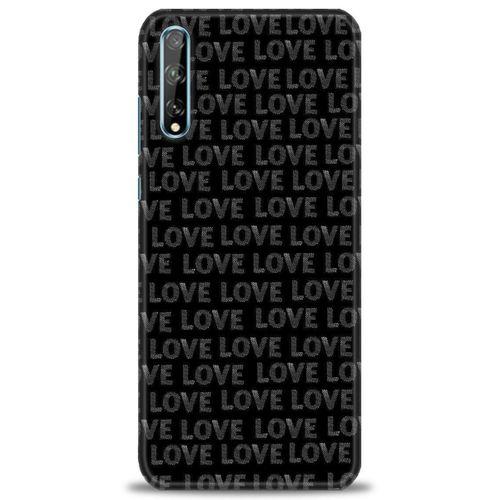 Huawei Y8P Kılıf HD Baskılı Kılıf - Black Love + Tam Ekran Koruyucu