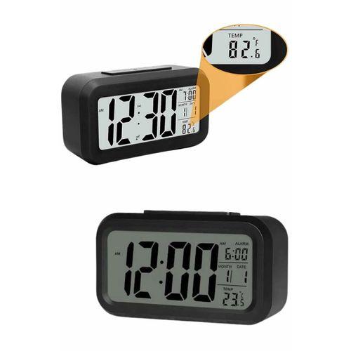 Işıklı Dereceli Masa Ofis Saati Alarmlı Termometre Takvim Çalar Saat
