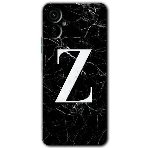 Tecno Spark 9 Pro Kılıf HD Desen Baskılı Arka Kapak - Siyah Mermer Desenli Z Harfi