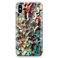 Apple iPhone XS Kılıf Mermer Cam Göbeği Arka Kapak Koruma Desenli Full Koruyucu