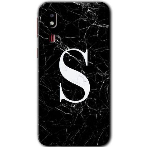 Galaxy A2 Core Kılıf HD Desen Baskılı Arka Kapak - Siyah Mermer Desenli S Harfi