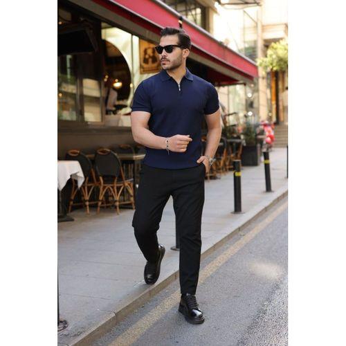 Erkek Fermuarlı Yakalı Kısa Kollu Tshirt