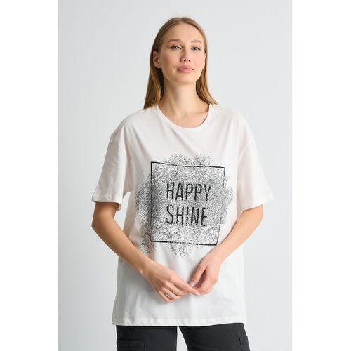 ALEXANDERGARDI Sim İşlemeli Baskılı Bisiklet Yaka Kadın T-shirt